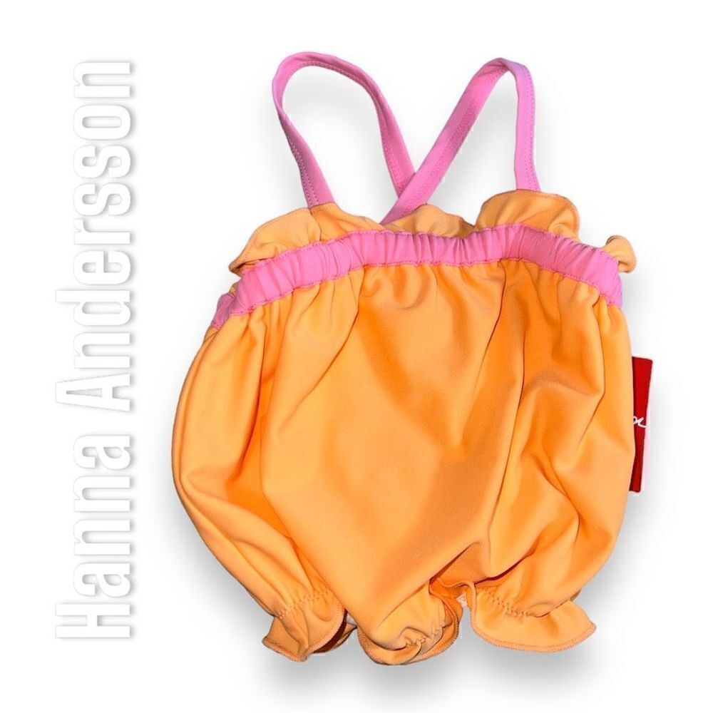 Hanna Andersson Orange & Pink Bubble Swim Tankini Top, Toddler Girl’s 4 (100)